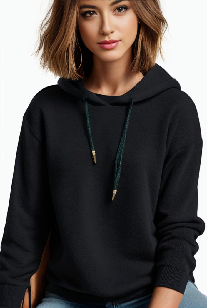 plus size casual hoodie women s plus solid ribbed long sleeve slight stretch hoodie drawstring sweatshirt 139095