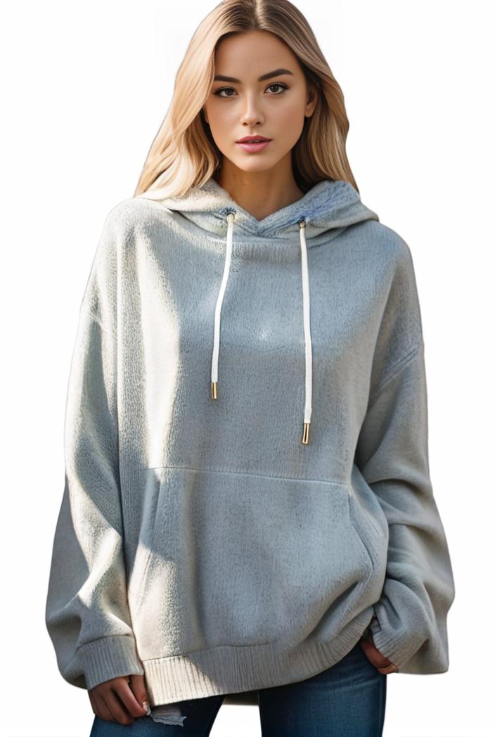 plus size casual hoodie women s plus solid ribbed long sleeve slight stretch hoodie drawstring sweatshirt 139114