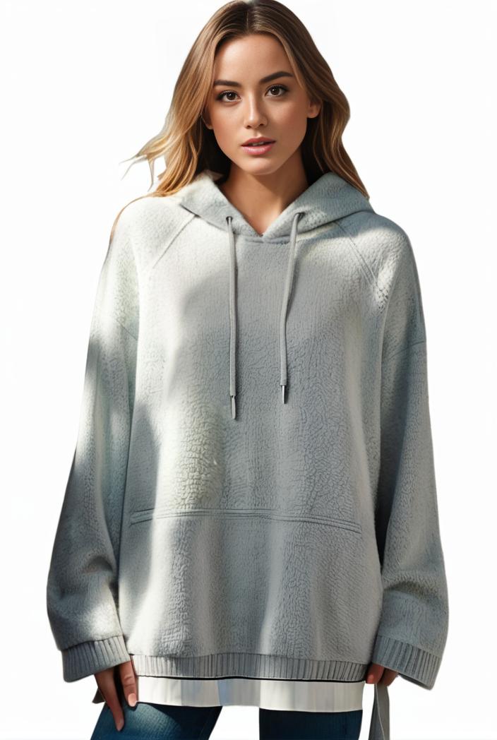 plus size casual hoodie women s plus solid ribbed long sleeve slight stretch hoodie drawstring sweatshirt 139115