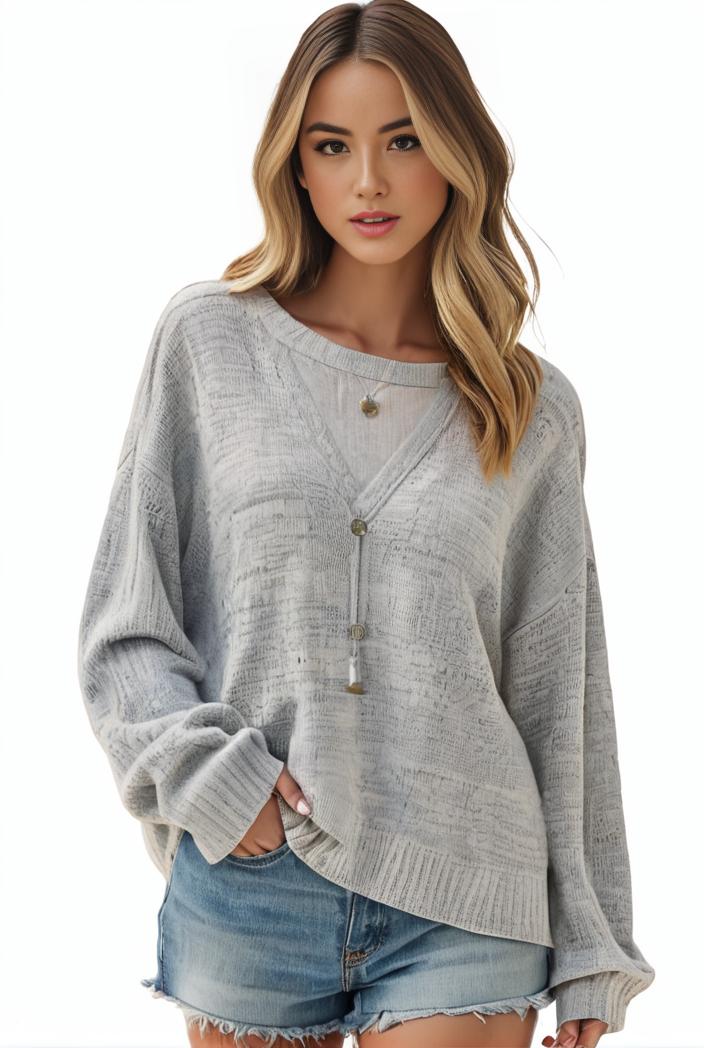 plus size casual sweater women s plus solid long sleeve round neck slight stretch loose sweater 139283