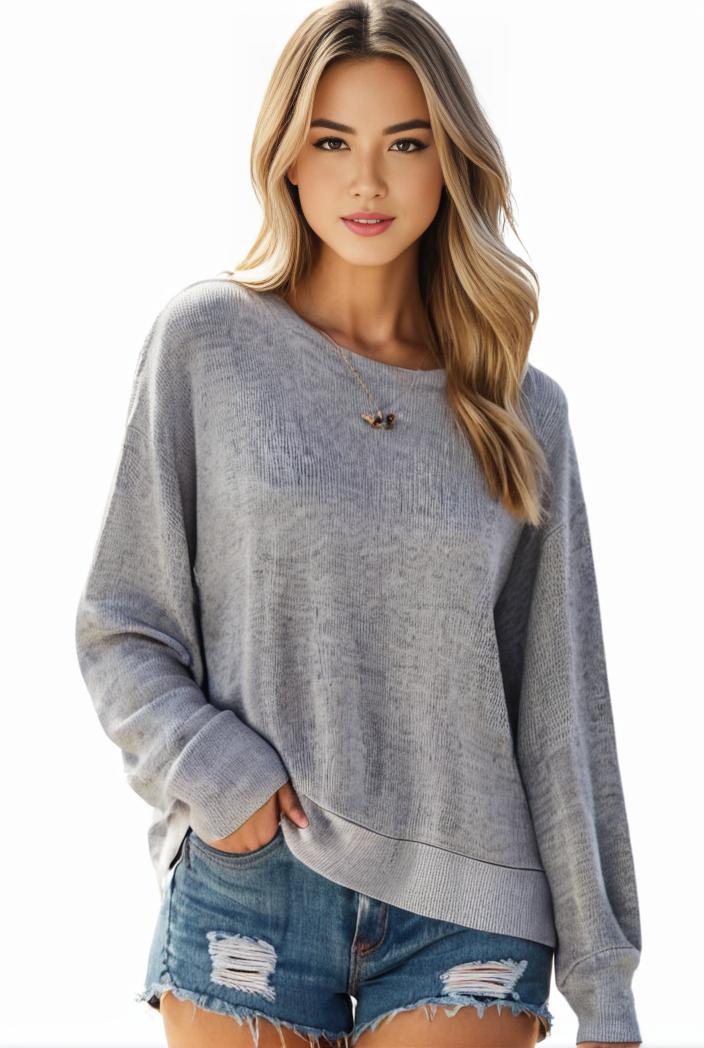 plus size casual sweater women s plus solid long sleeve round neck slight stretch loose sweater 139284