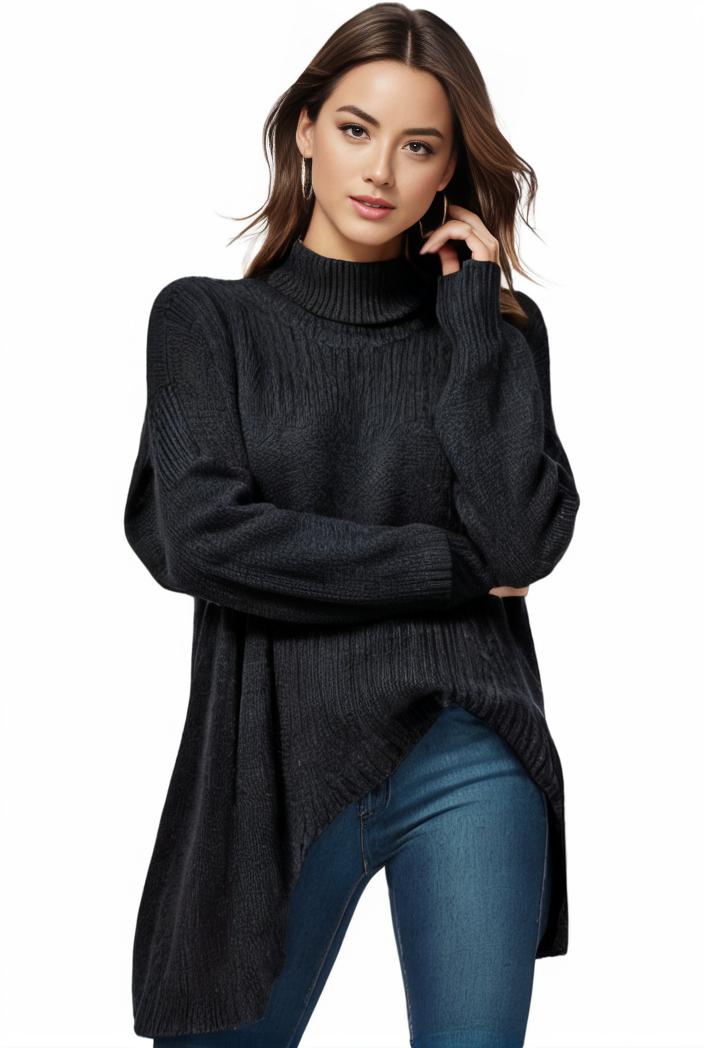 plus size casual sweater women s plus solid tassel trim long sleeve cowl neck high stretch jumper 139298