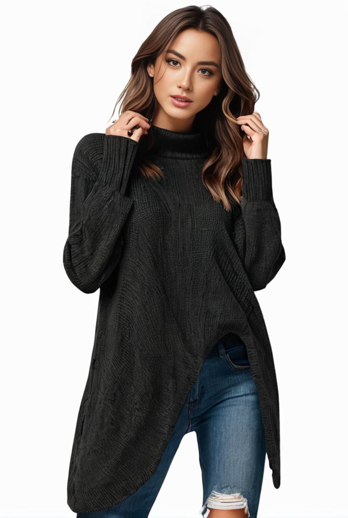plus size casual sweater women s plus solid tassel trim long sleeve cowl neck high stretch jumper 139301