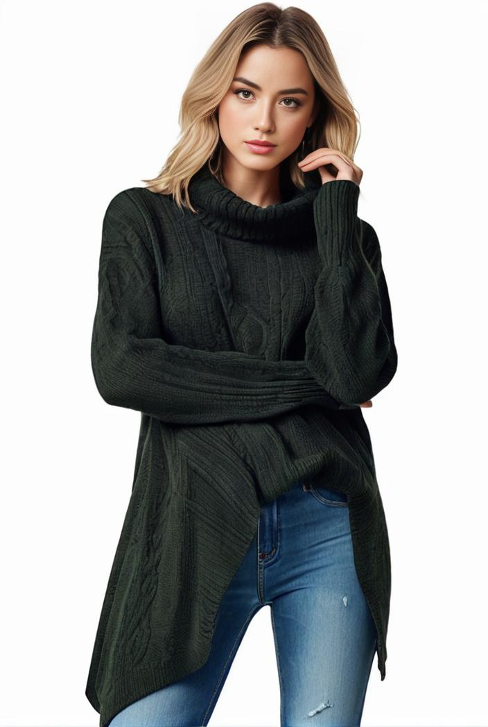 plus size casual sweater women s plus solid tassel trim long sleeve cowl neck high stretch jumper 139302