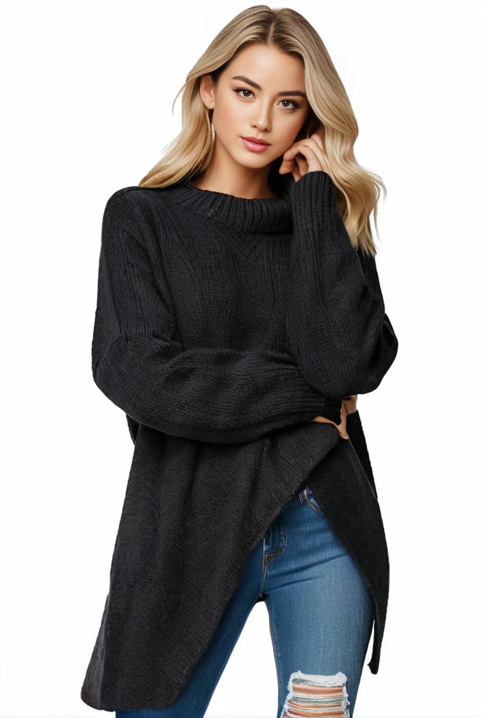 plus size casual sweater women s plus solid tassel trim long sleeve cowl neck high stretch jumper 139304
