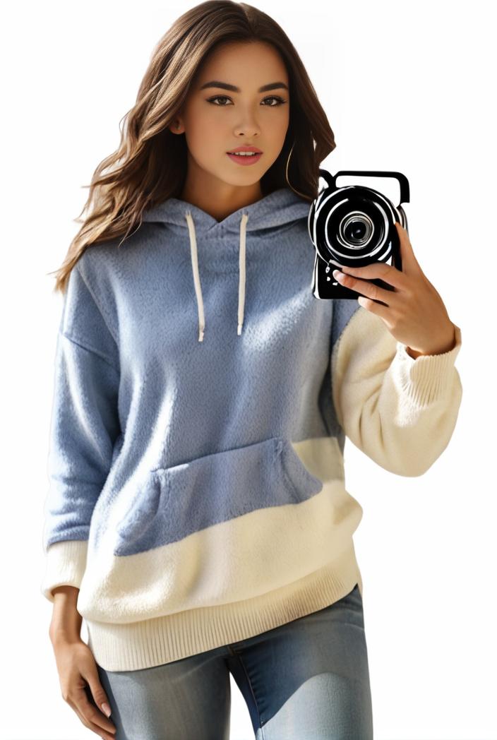 plus size casual sweatshirt women s plus colorblock long sleeve hooded drawstring slight stretch sweatshirt 139314