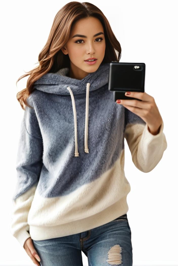 plus size casual sweatshirt women s plus colorblock long sleeve hooded drawstring slight stretch sweatshirt 139316