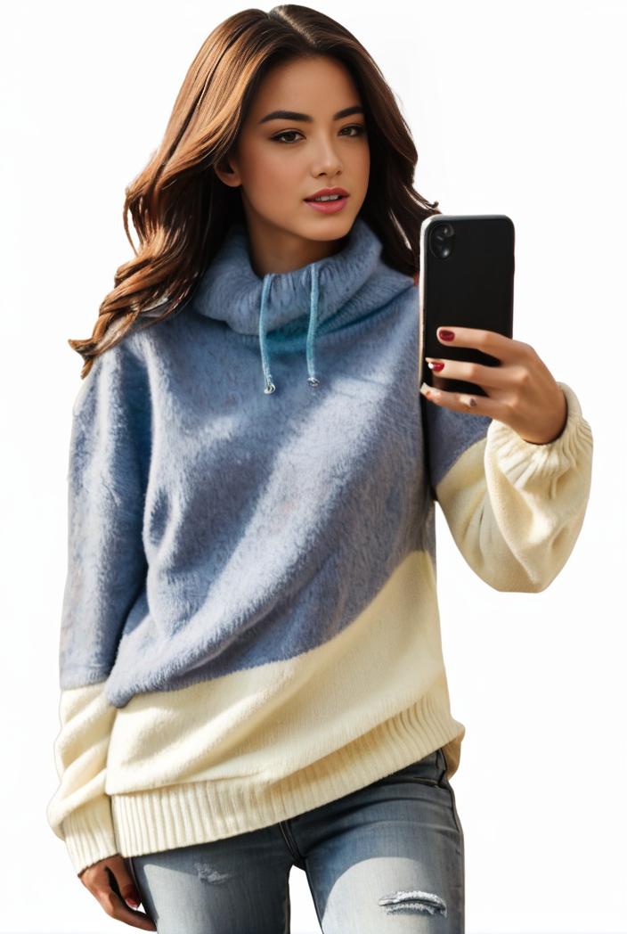 plus size casual sweatshirt women s plus colorblock long sleeve hooded drawstring slight stretch sweatshirt 139319