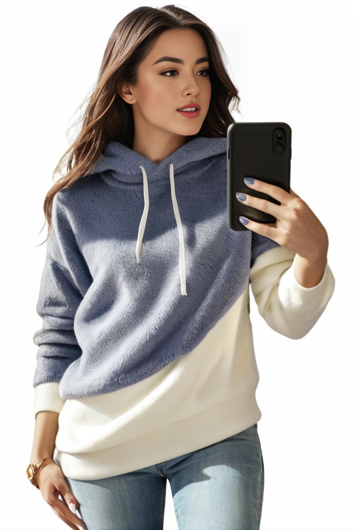 plus size casual sweatshirt women s plus colorblock long sleeve hooded drawstring slight stretch sweatshirt 139320