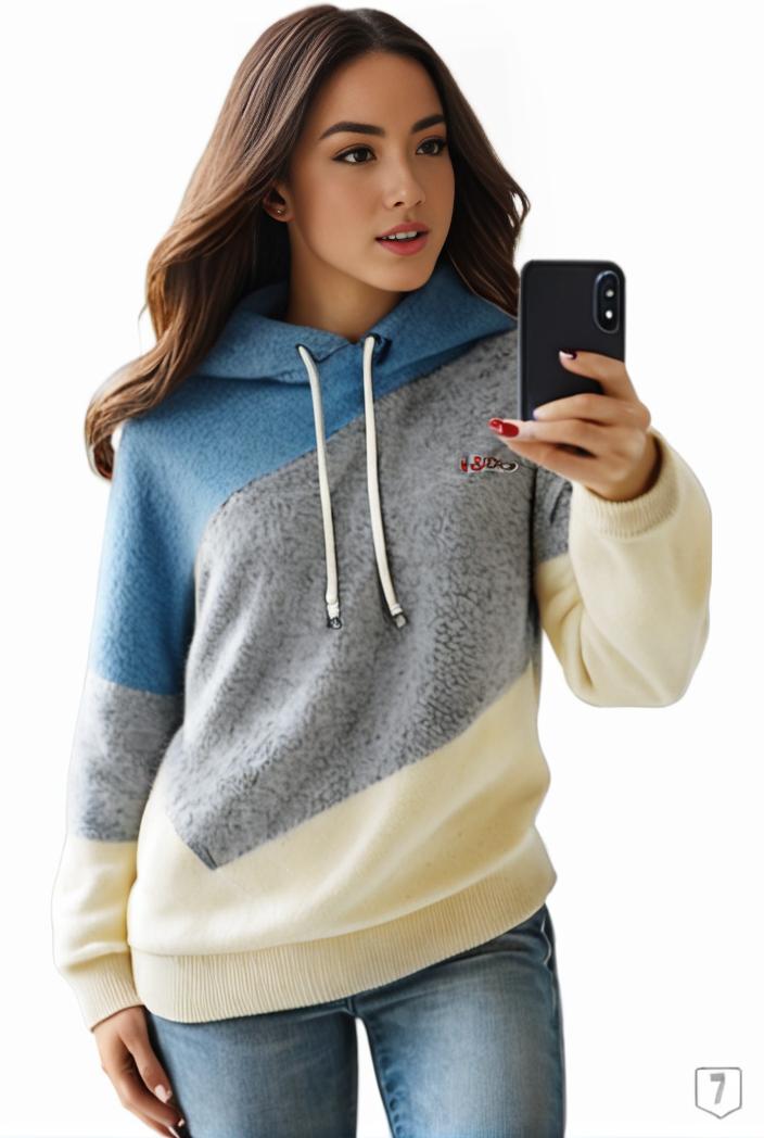 plus size casual sweatshirt women s plus colorblock long sleeve hooded drawstring slight stretch sweatshirt 139321