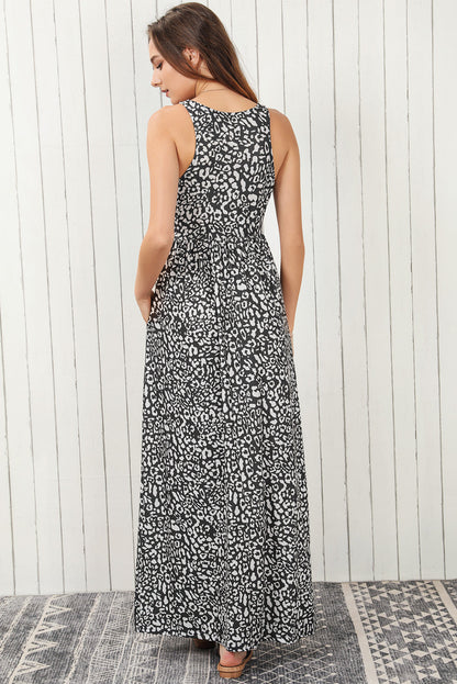 Round Neck Sleeveless Polka Dot Print Dress