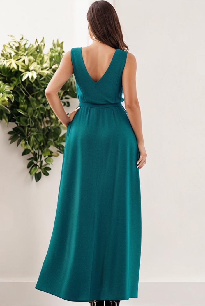 plus size shiny v neck side slit formal evening dress 143262
