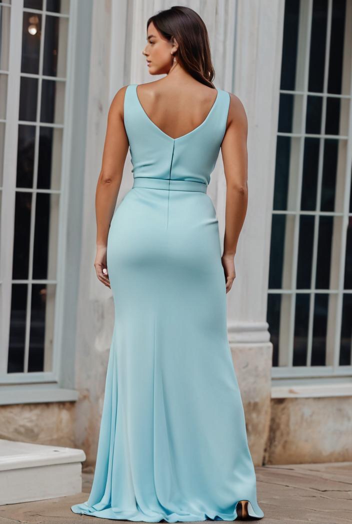 plus size shiny v neck side slit formal evening dress 143297