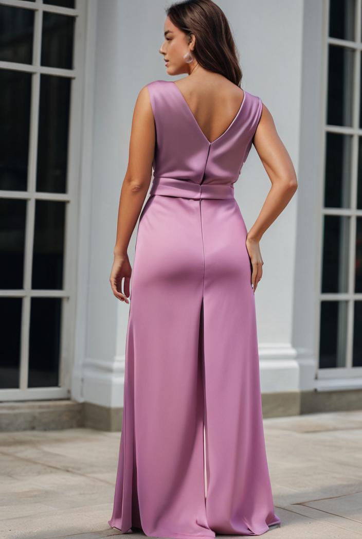 plus size shiny v neck side slit formal evening dress 143307