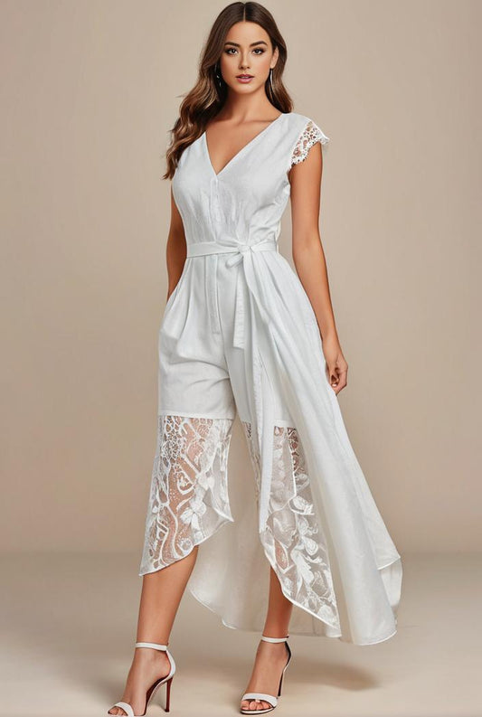 plus size short sleeve ruffled v neck a line lace evening dress 143607