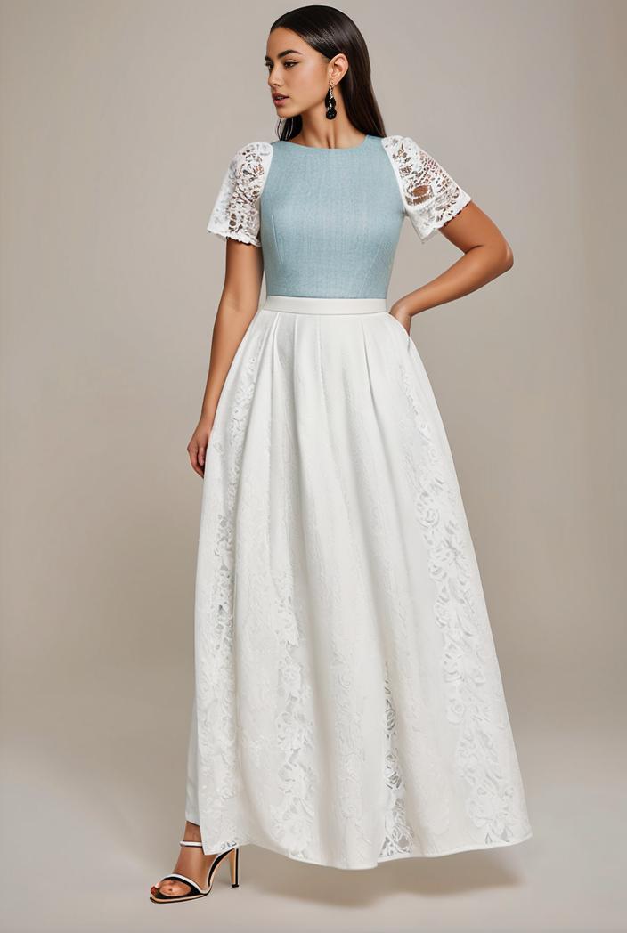plus size short sleeve ruffled v neck a line lace evening dress 143613