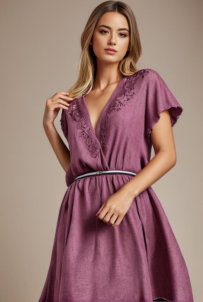 plus size short sleeve ruffled v neck a line lace evening dress 143657