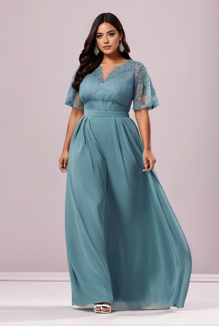 plus size women s embroidery evening dresses with short sleeve 144623