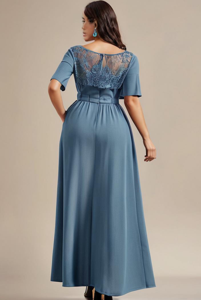plus size women s embroidery evening dresses with short sleeve 144630