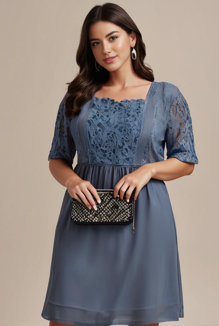 plus size women s embroidery evening dresses with short sleeve 144646