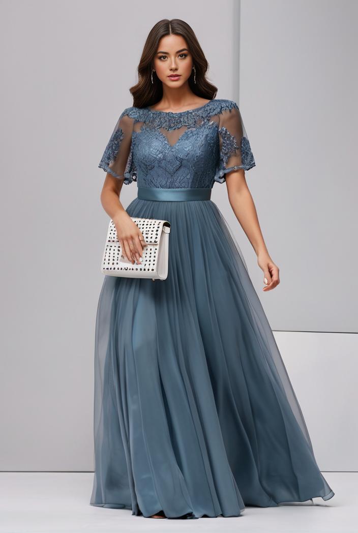 plus size women s embroidery evening dresses with short sleeve 144657