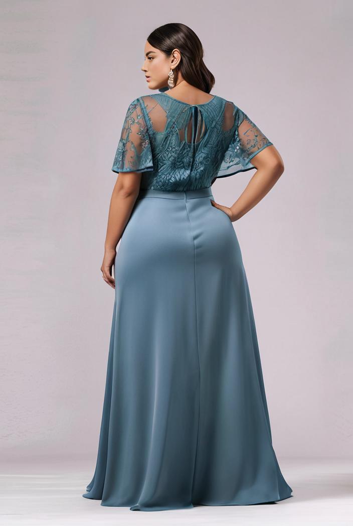 plus size women s embroidery evening dresses with short sleeve 144658