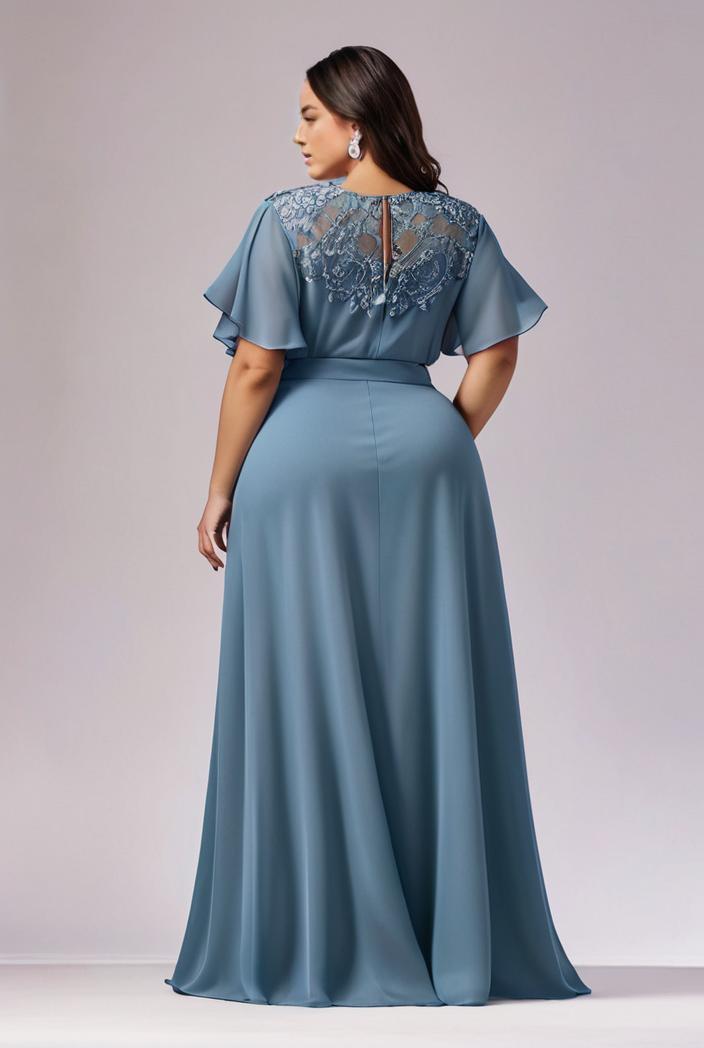 plus size women s embroidery evening dresses with short sleeve 144662
