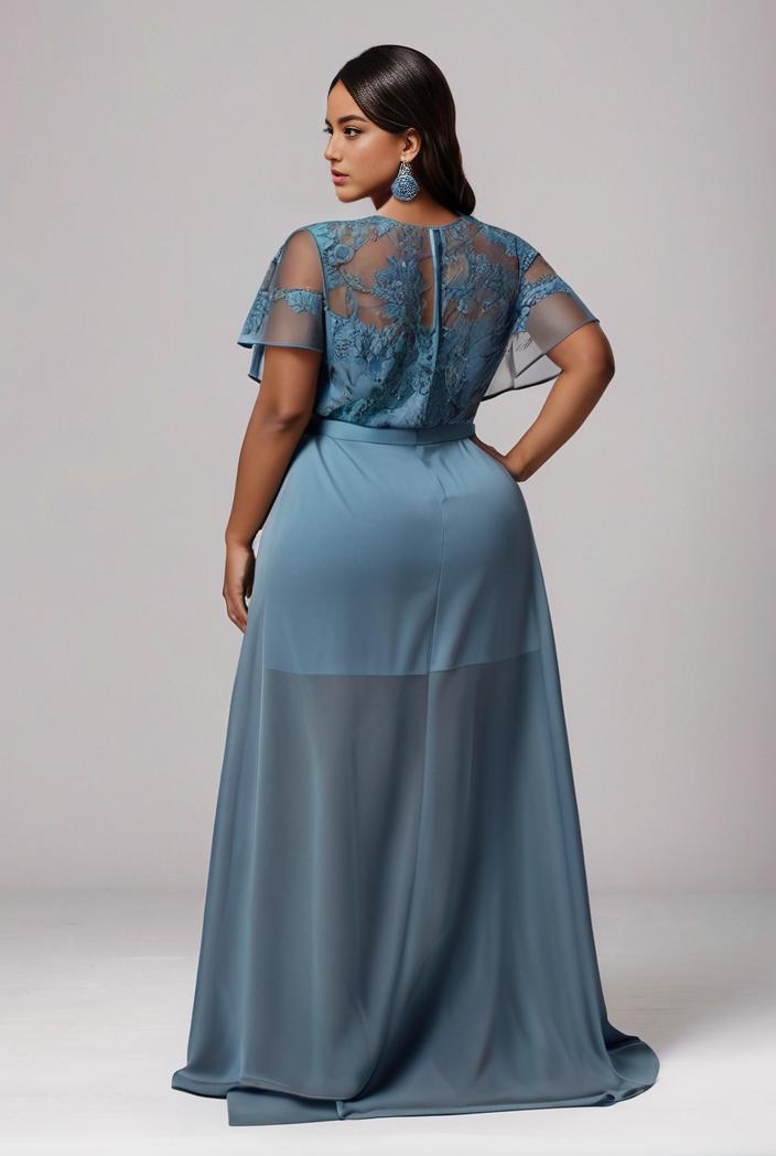 plus size women s embroidery evening dresses with short sleeve 144663