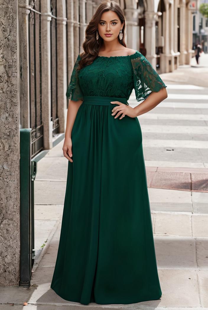 plus size women s embroidery evening dresses with short sleeve 144666