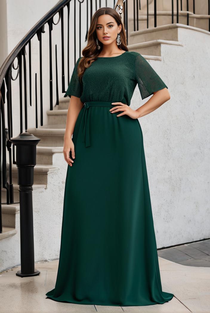 plus size women s embroidery evening dresses with short sleeve 144672