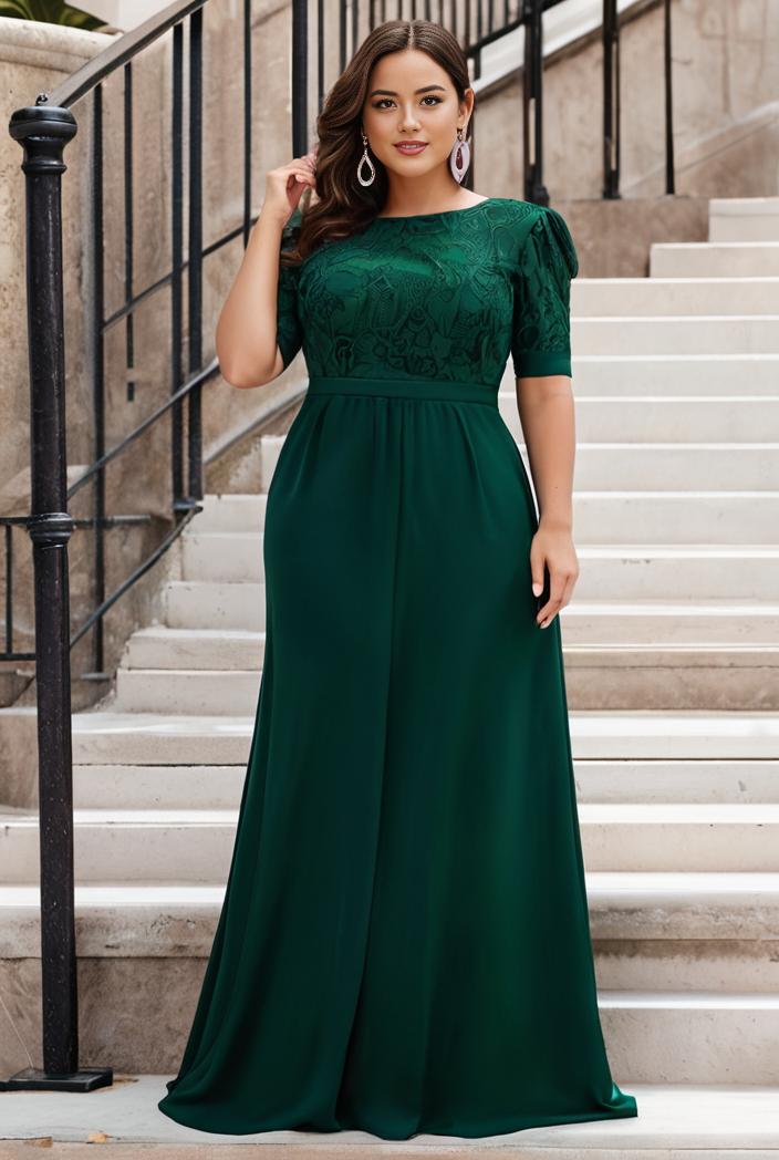 plus size women s embroidery evening dresses with short sleeve 144682