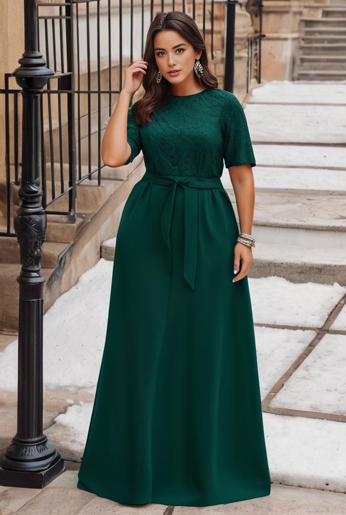 plus size women s embroidery evening dresses with short sleeve 144686