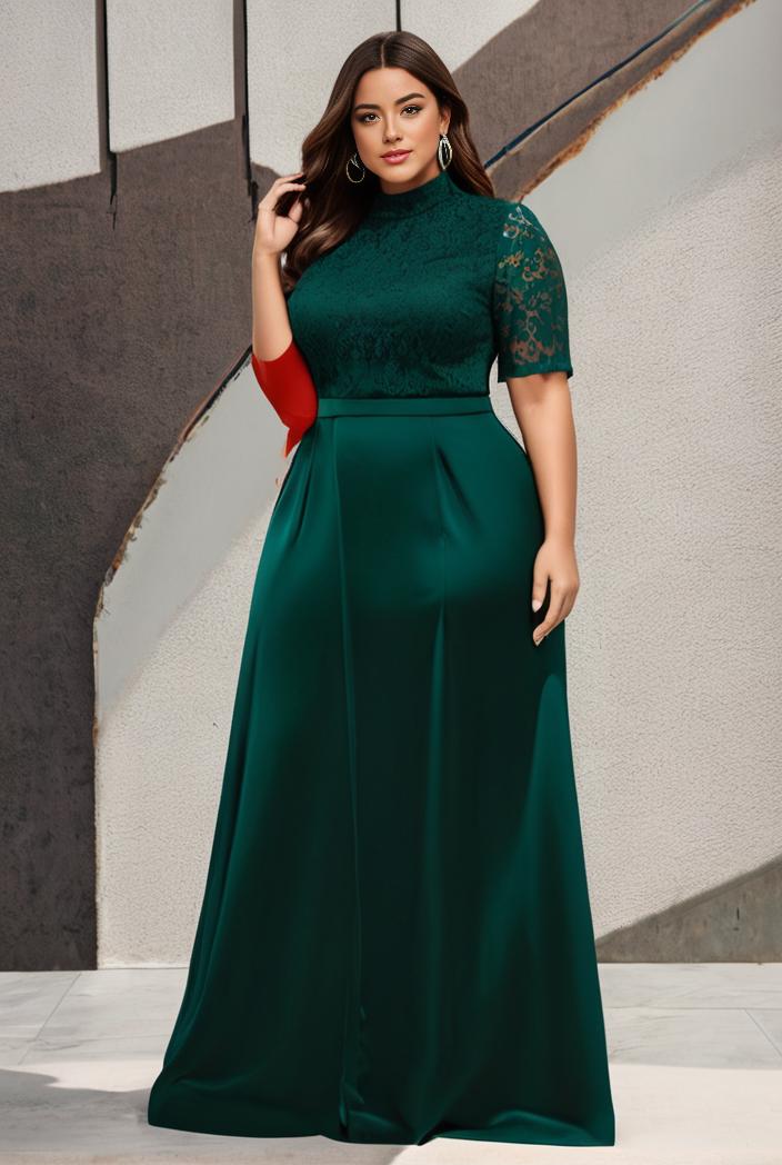plus size women s embroidery evening dresses with short sleeve 144687