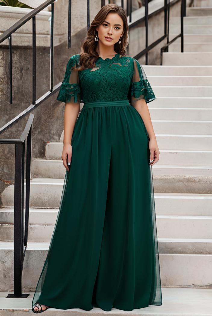 plus size women s embroidery evening dresses with short sleeve 144690
