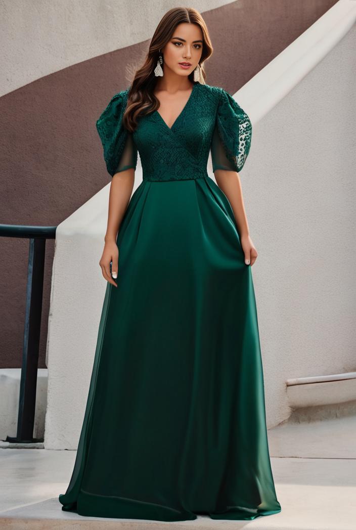 plus size women s embroidery evening dresses with short sleeve 144694