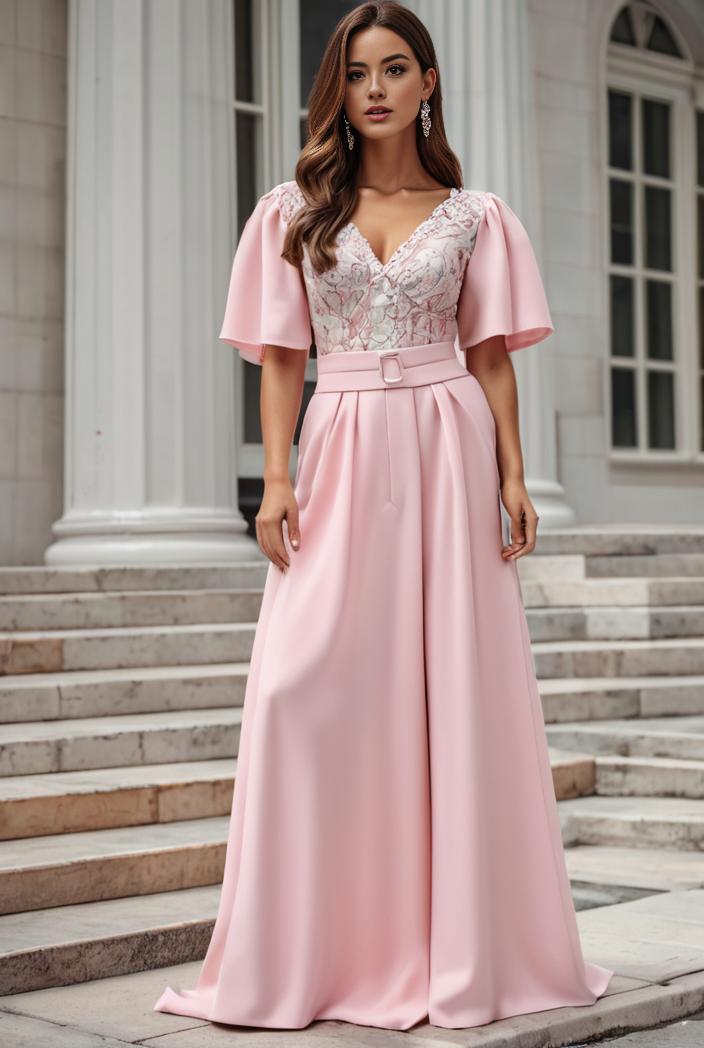 plus size women s embroidery evening dresses with short sleeve 144702