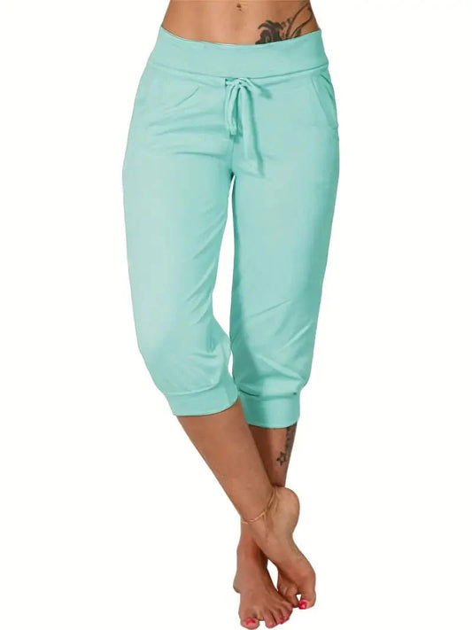 Everyday Women's Solid Capri Pants with Elastic Waistband