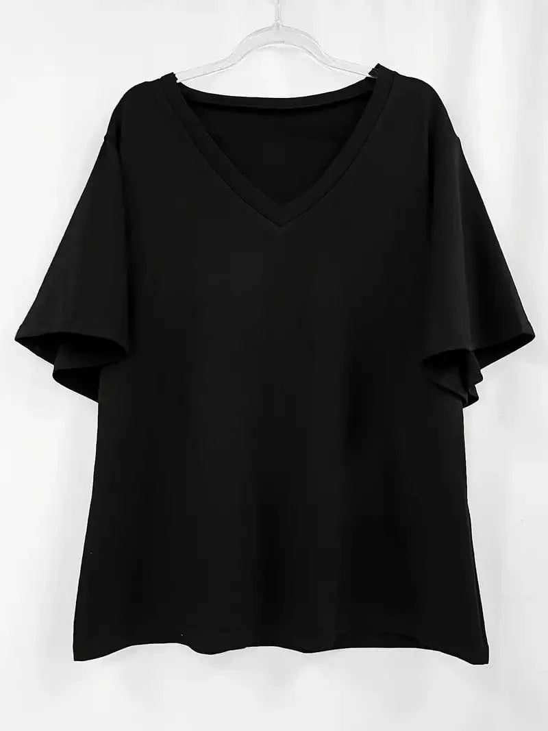 Ruffle Sleeve V-Neck T-Shirt for Women