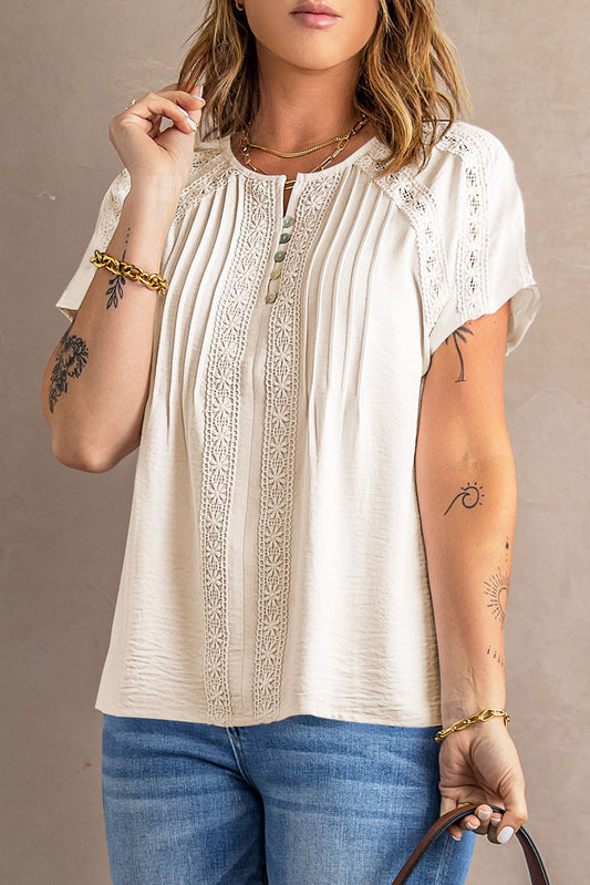 Solid Twist Button Fashion Short Sleeve T-Shirt