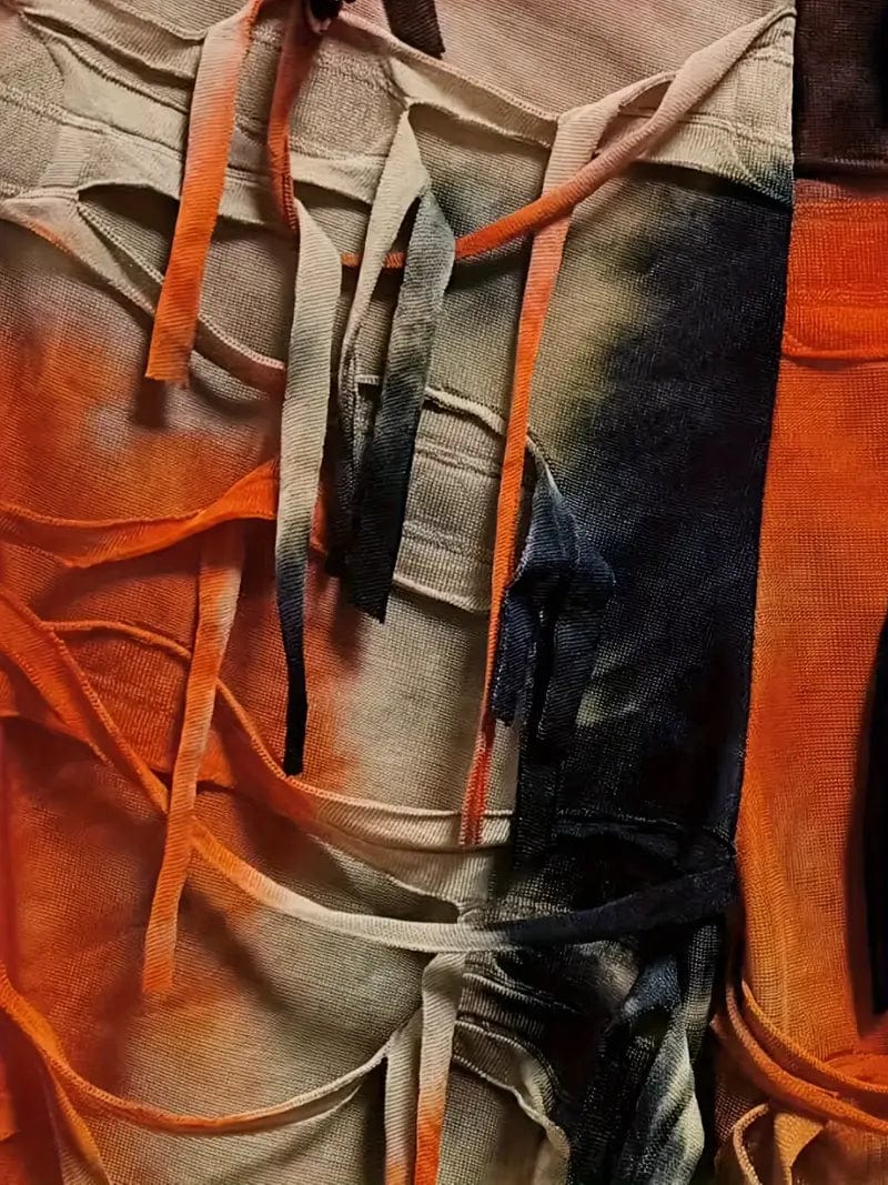 Flared Tie Dye Mesh Pants with Tassel Detail - Women's Fall & Winter Fashion