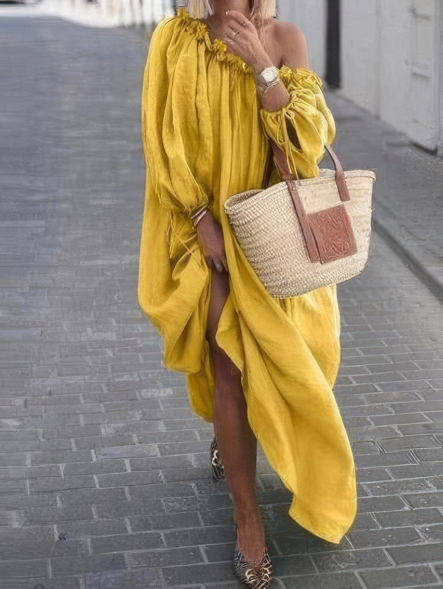 Chic Sloping Off-Shoulder Loose Dress