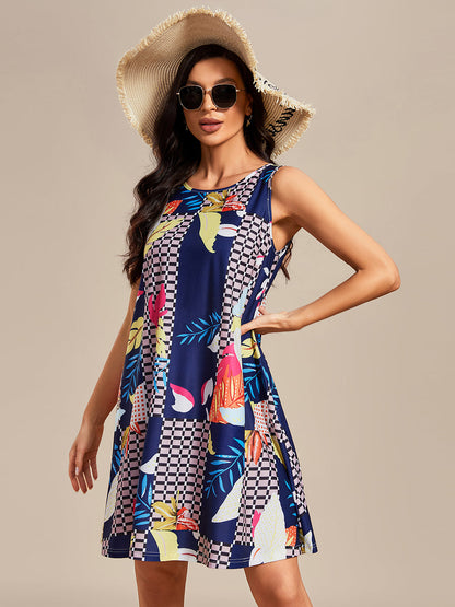Loose A-Line Printed Strapless Wholesale Cocktail Dresses