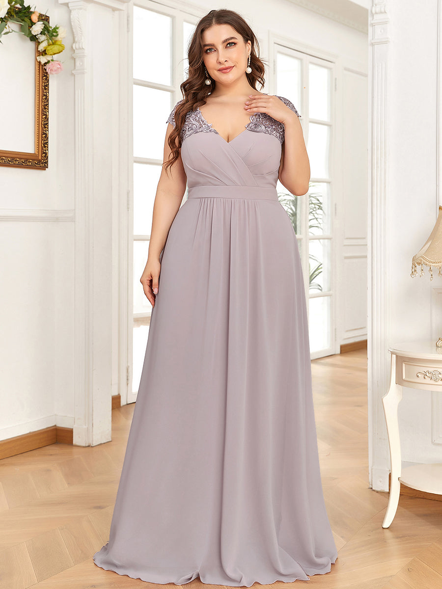 Evening Dress - A Line Sleeveless Deep V-Neck Wholesale Mother of the Bride Dresses - MsDressly