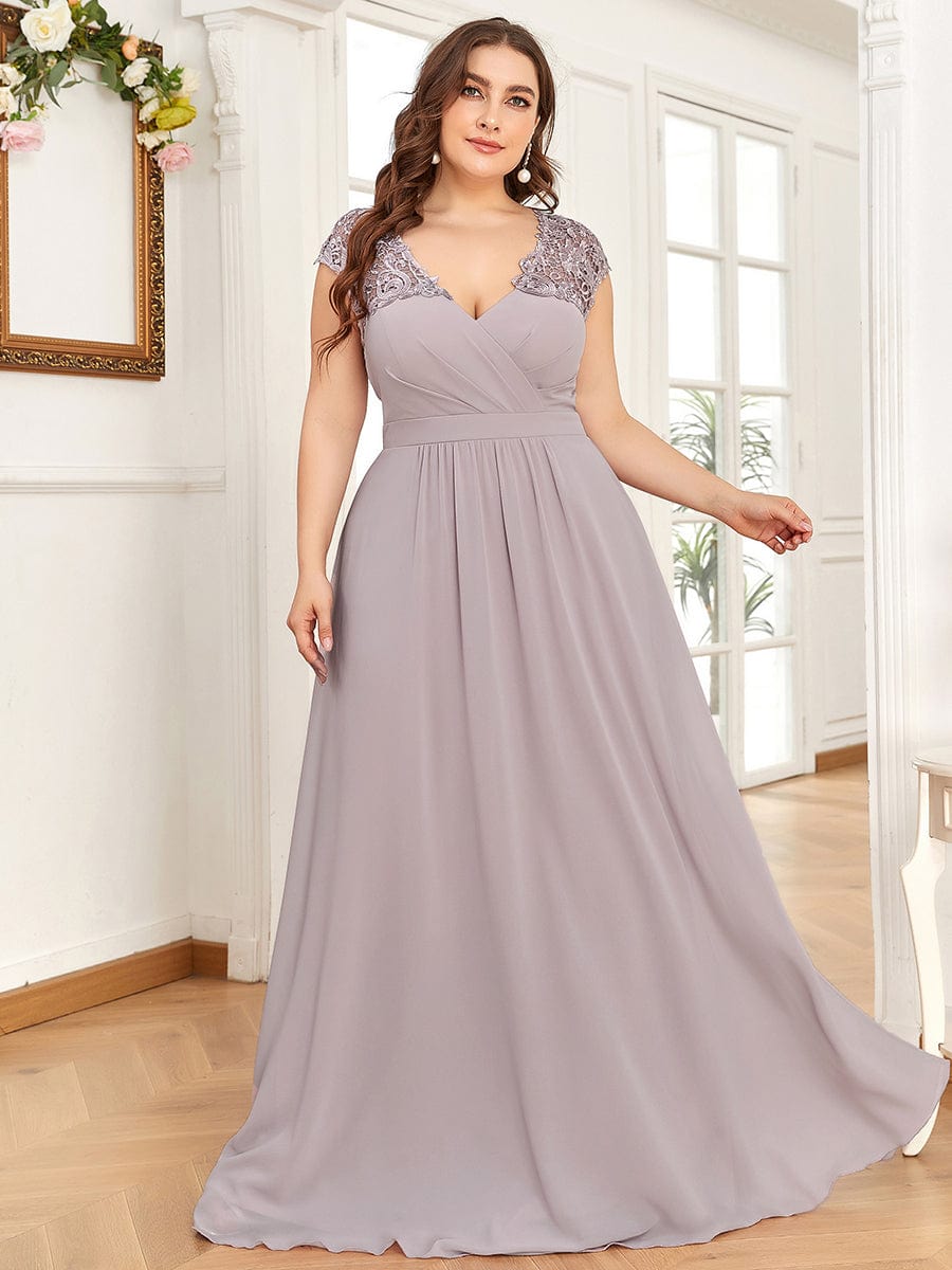 Evening Dress - A Line Sleeveless Deep V-Neck Wholesale Mother of the Bride Dresses - MsDressly