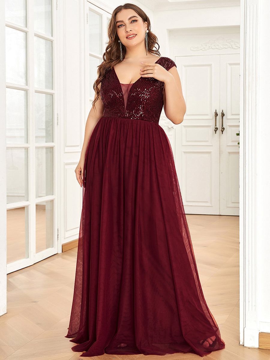 Glamorous Sleeveless A Line Wholesale Evening Dresses with Deep V Neck