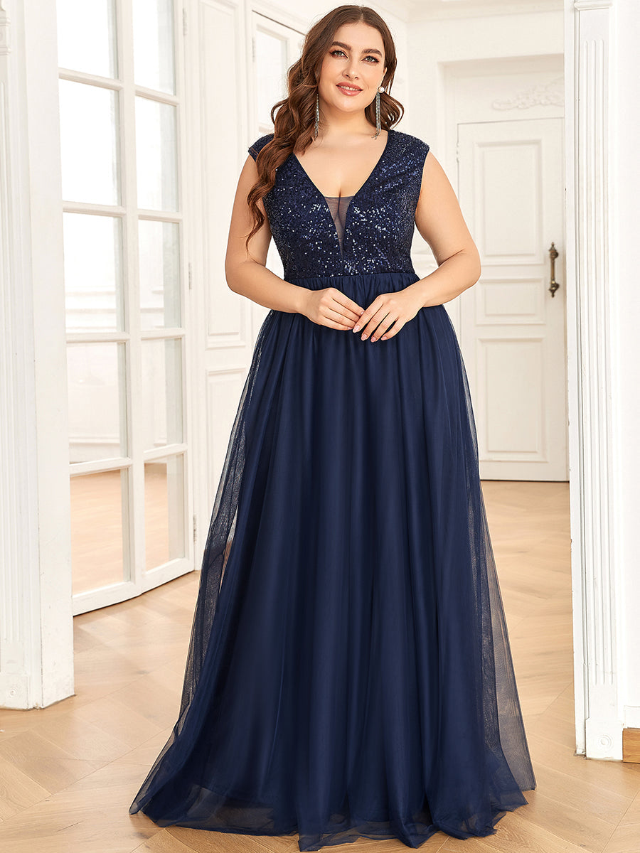 Glamorous Sleeveless A Line Wholesale Evening Dresses with Deep V Neck