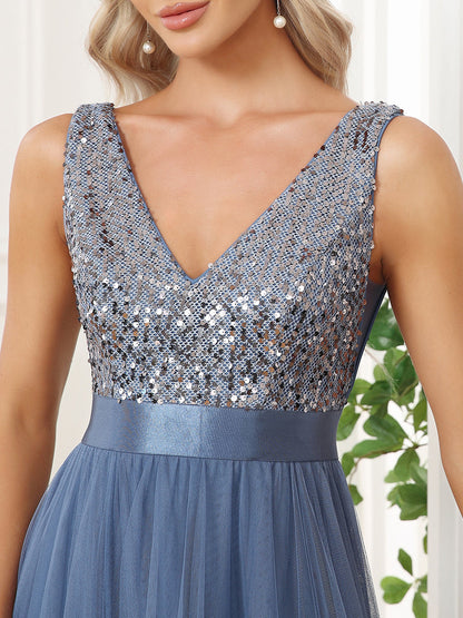 Sparkling Wholesale Evening Dresses with Asymmetrical Hem Deep V Neck