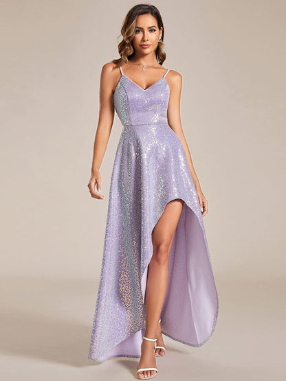 Sparkling Sequin Backless High-Low Evening Dress