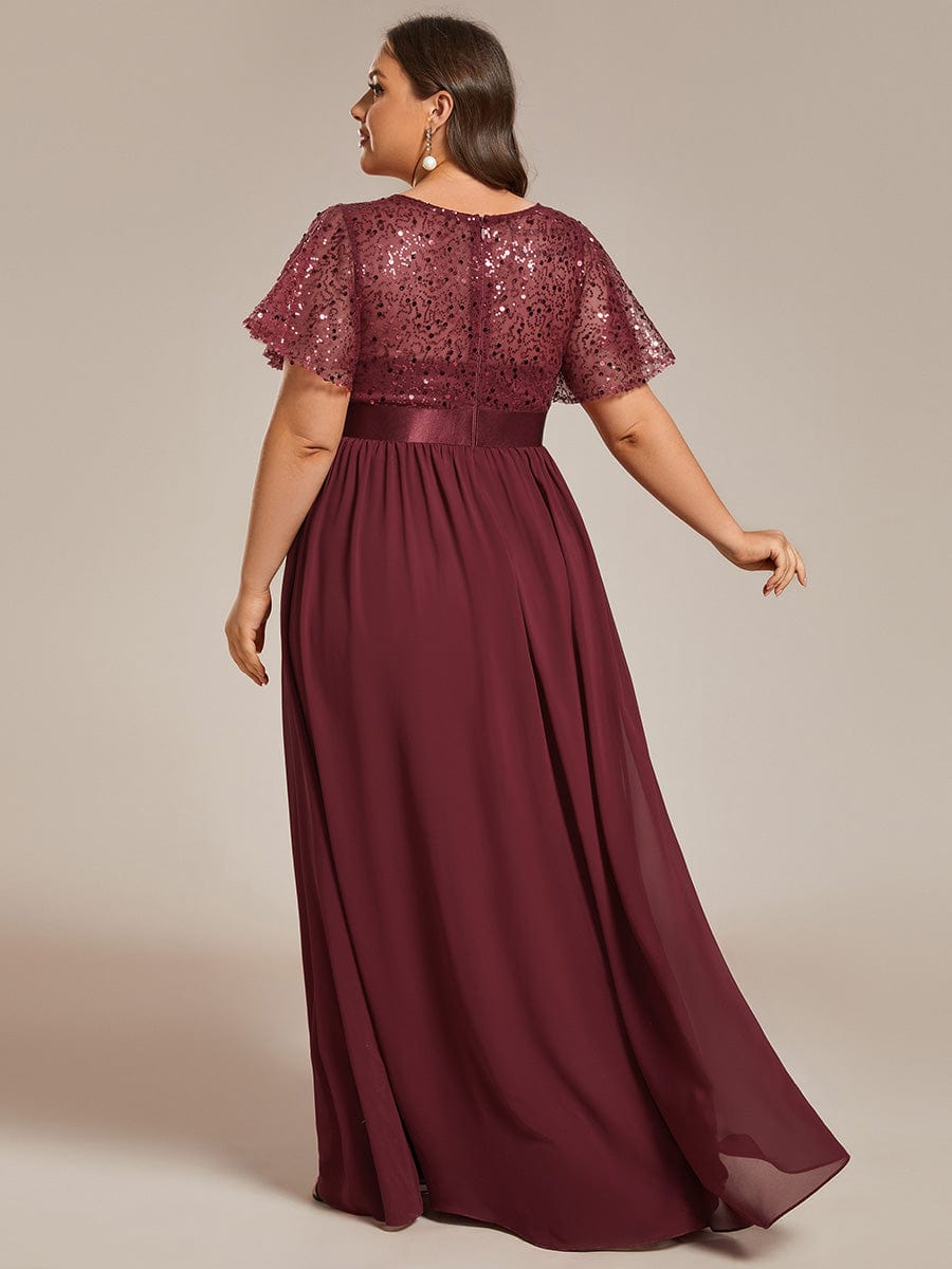 Sequin High Waist Chiffon Evening Dress