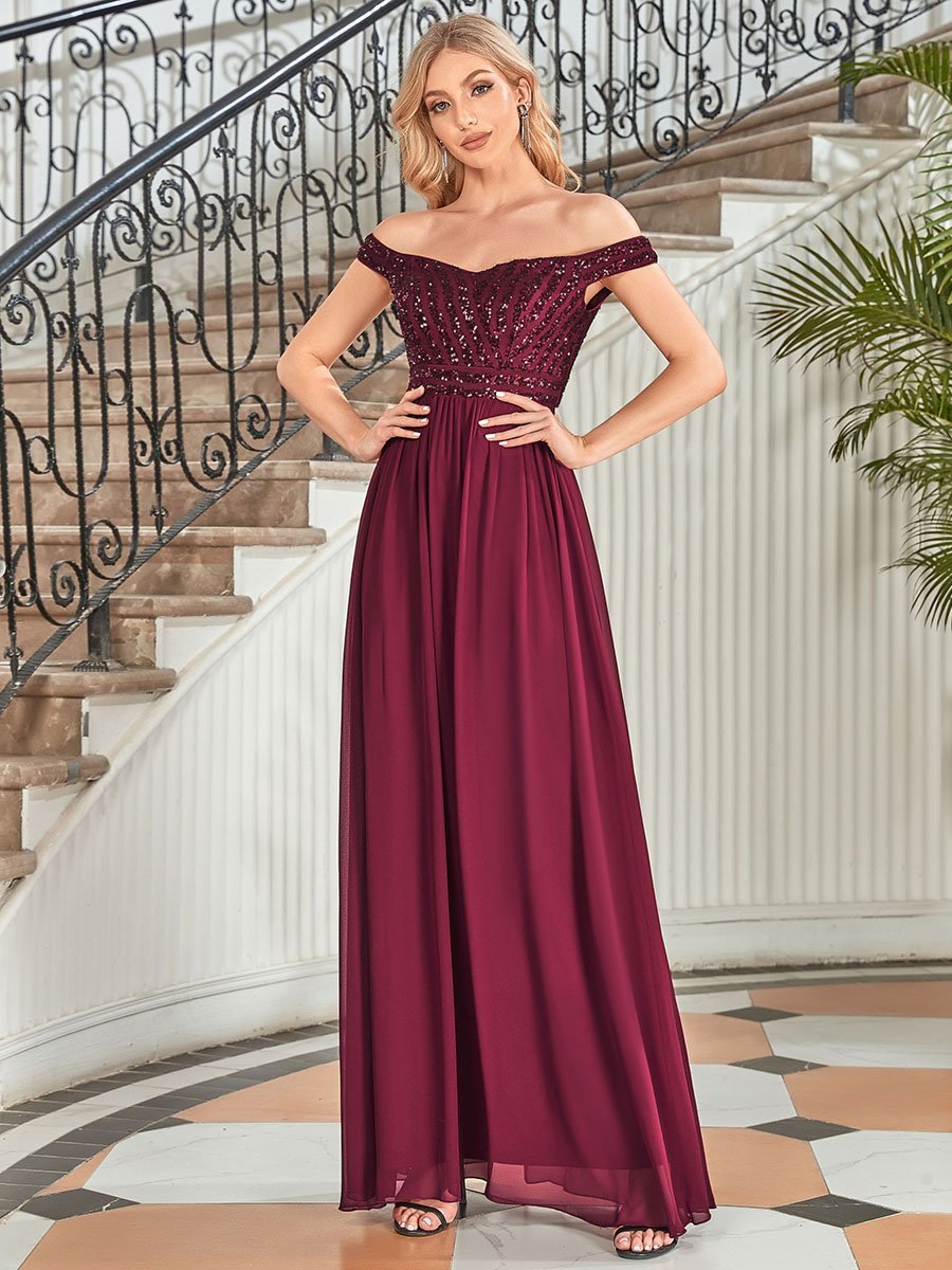 Adorable Paillette Embellished A-line Polyester Evening Gown
